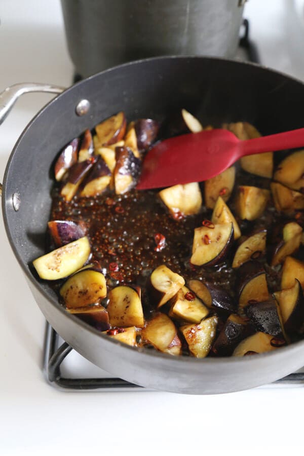 Sauteed Eggplant with Spicy Miso Sauce Pickled Plum Food And Drinks