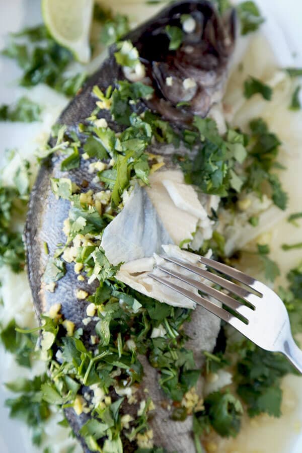 Steamed Fish With Ginger Chili Lime Sauce