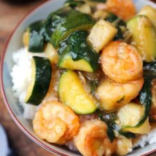 Shrimp Ankake Donburi (with Zucchini and Potatoes)