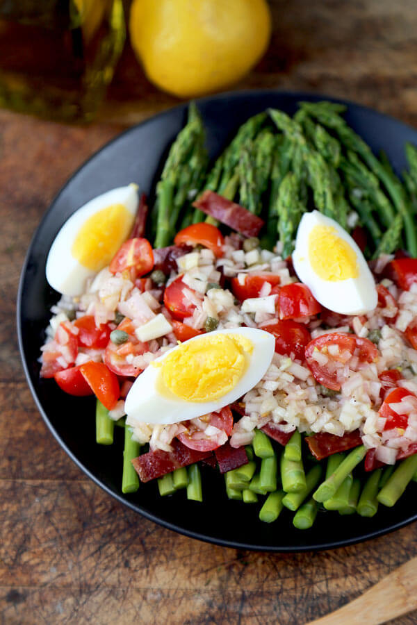 Asparagus Salad with Turkey Bacon and Catalan Dressing