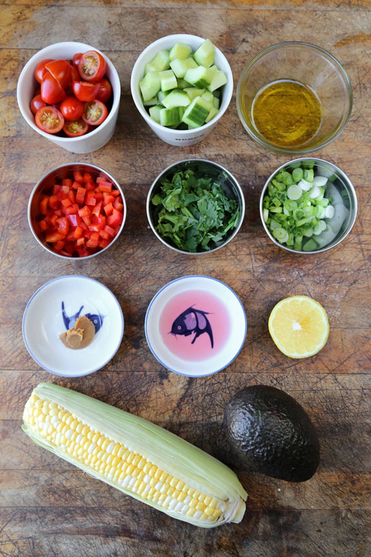 ingredients for summer rainbow salad