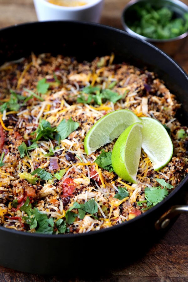 One Pot Quinoa Enchilada (with Shredded Chicken)