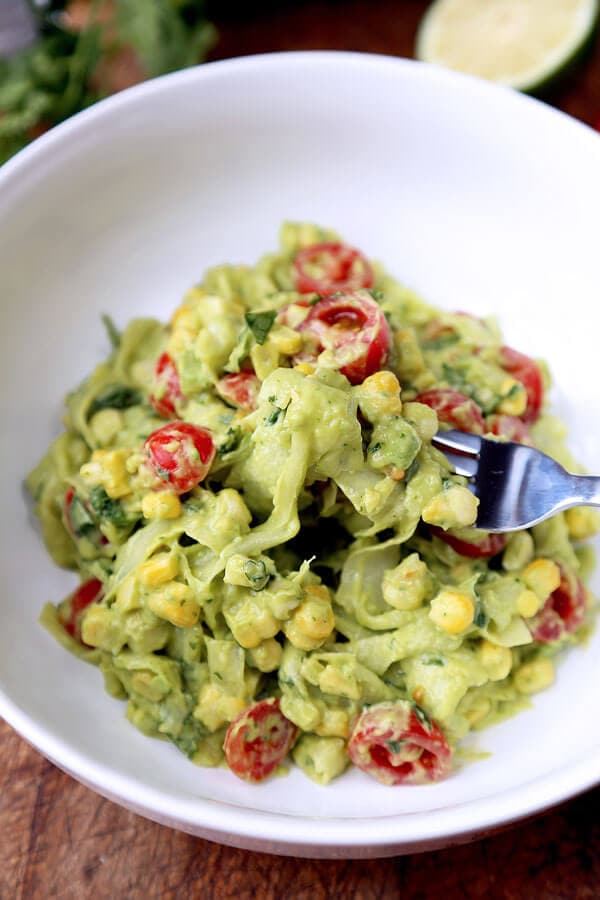 Daikon Noodles with Creamy Avocado Sauce