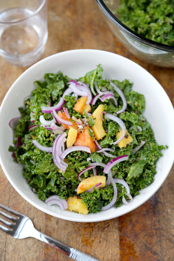 Crunchy Quinoa and Kale Salad with Peach Dressing