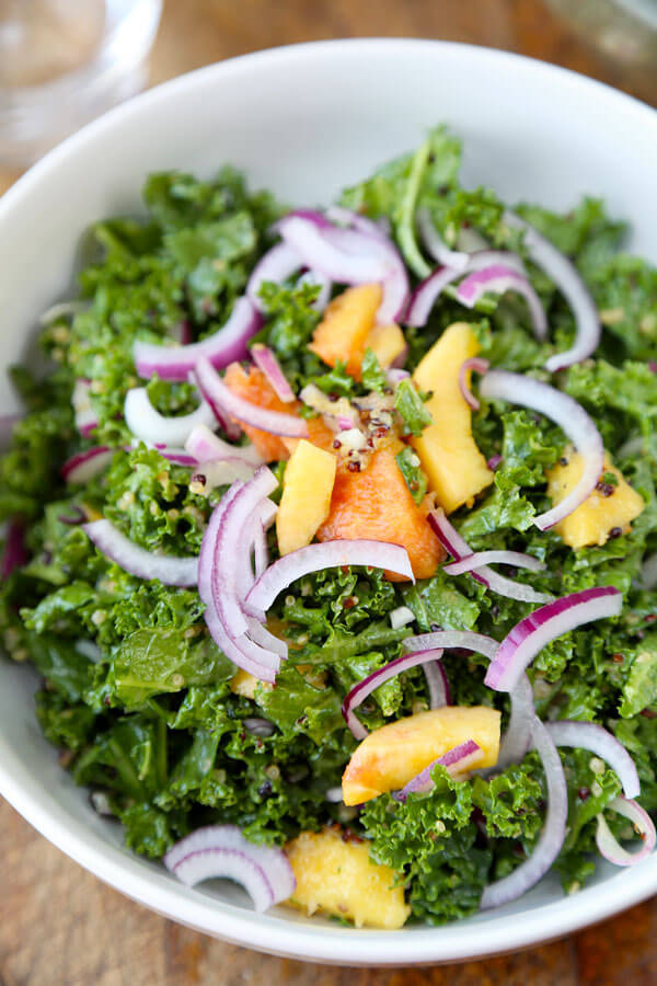 Crunchy Quinoa and Kale Salad with Peach Dressing