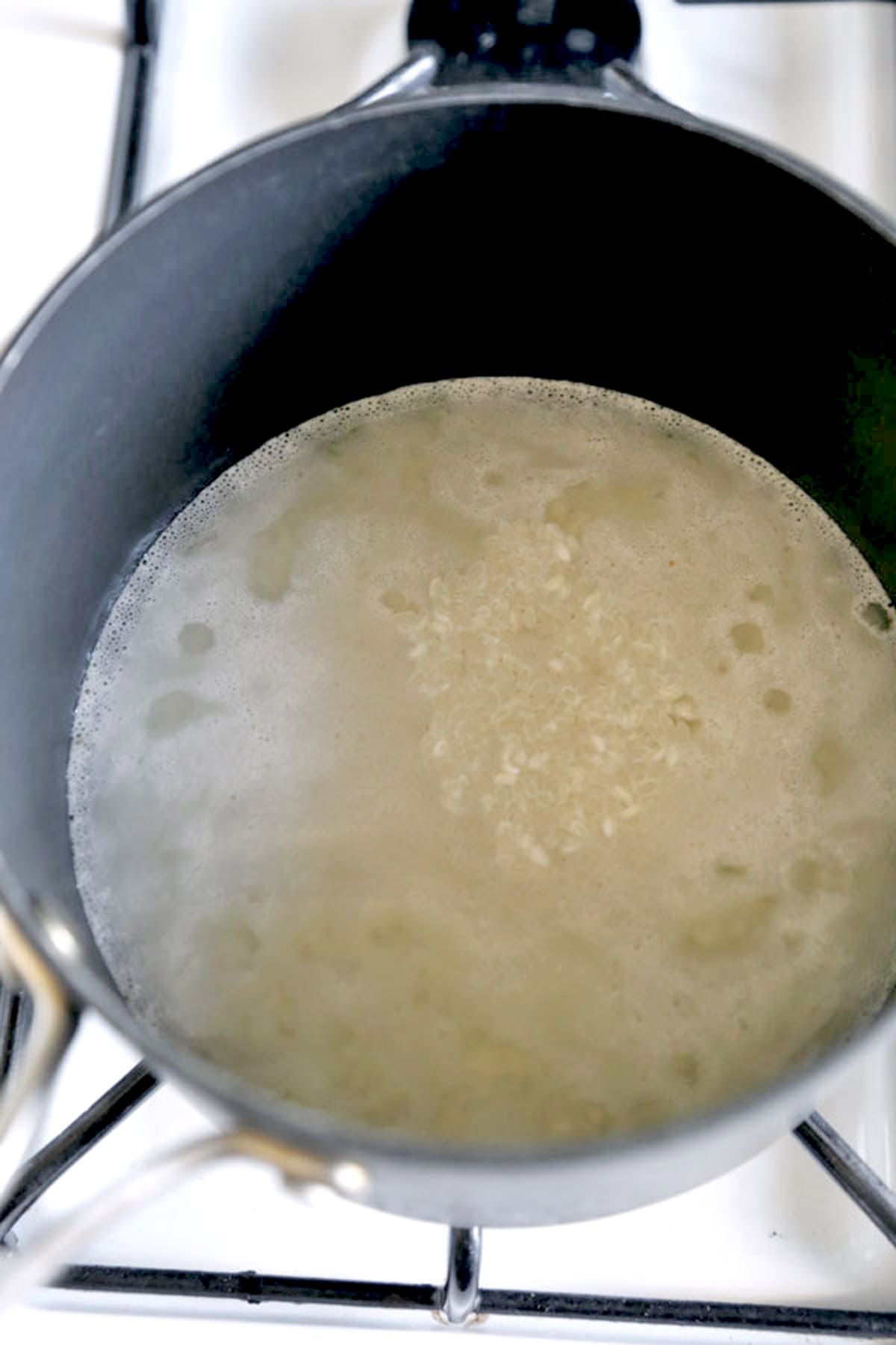 rice boiling in water