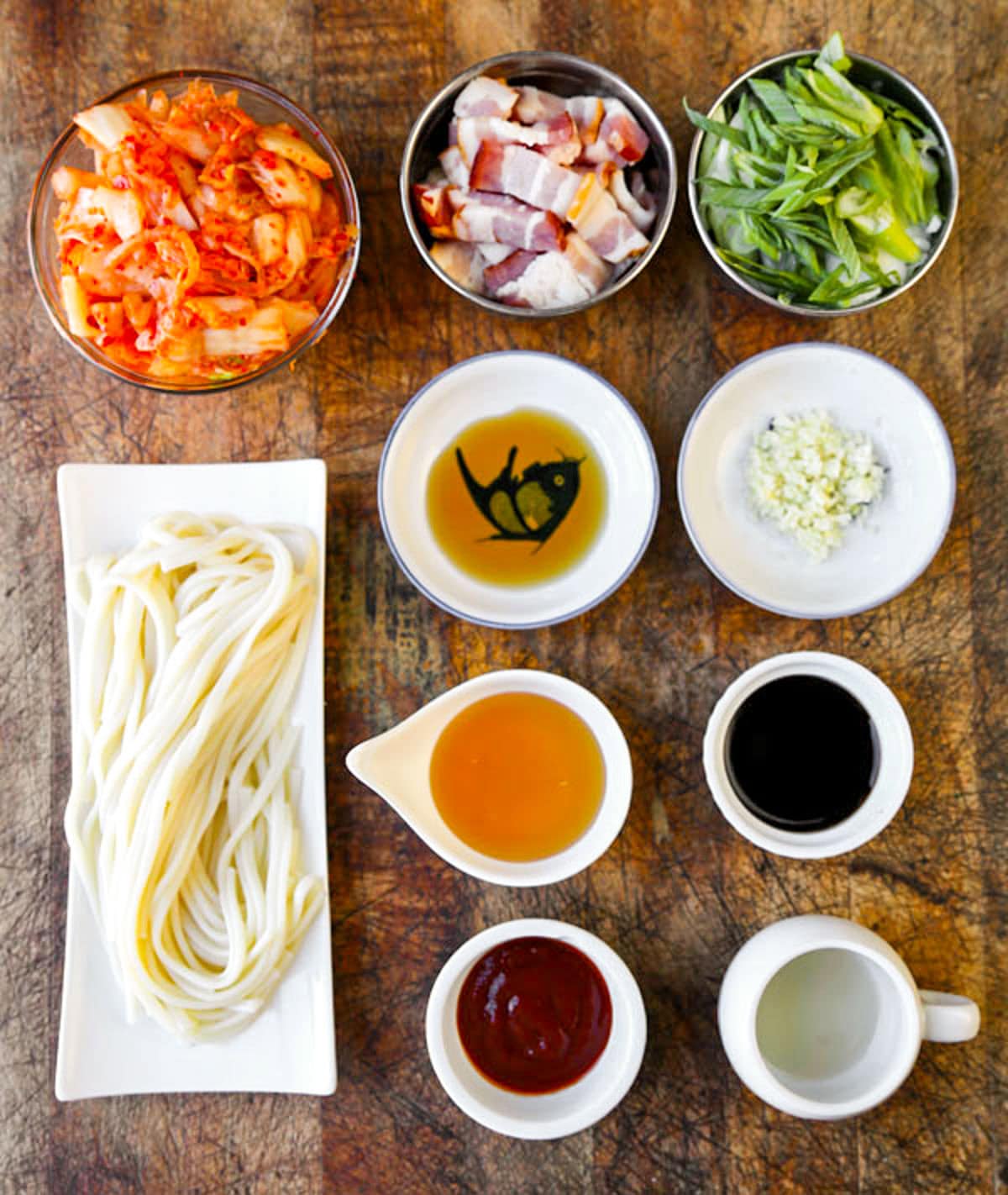 ingredients for kimchi stir fry