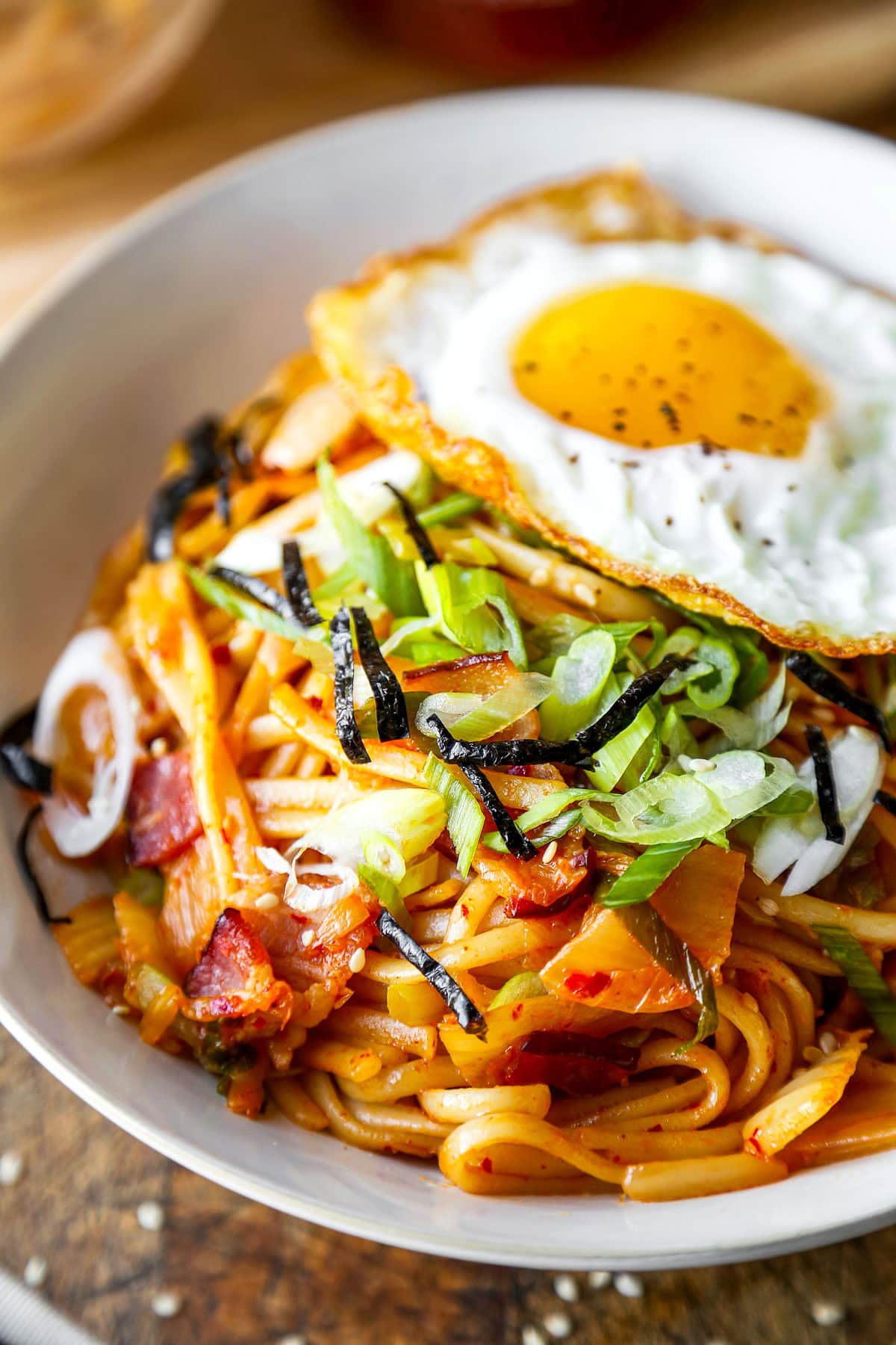 Kimchi udon noodles