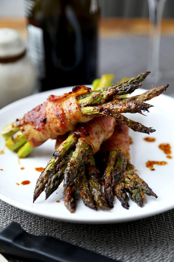 Super bowl party bacon wrapped asparagus
