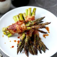 Bacon Wrapped Asparagus With Honey Miso Glaze