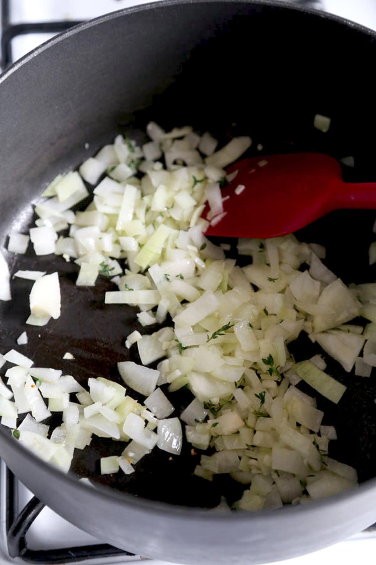 cooking chopped onions