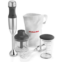 FOR BUSY MOMS AND SMALL KITCHENS Kitchenaid KHB2351CU 3-Speed Hand Blender - This make my holiday list every year because it's one of my favorite kitchen tools. Being able to blend a soup or a sauce straight into a pot saves on dishes and time. This immersion blender can blend, crush, chop, puree and whisk. SHOP