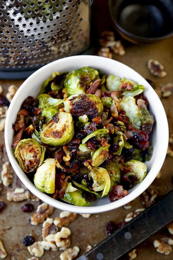 recipes made with mushrooms bacon, cranberries with and sprouts Oven Brussels roasted