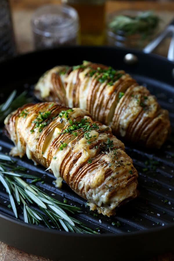 Sliced Baked Potato (Hasselback) With Rosemary And Gruyere