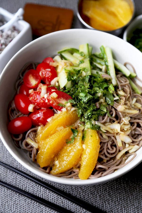 Buckwheat soba noodle salad