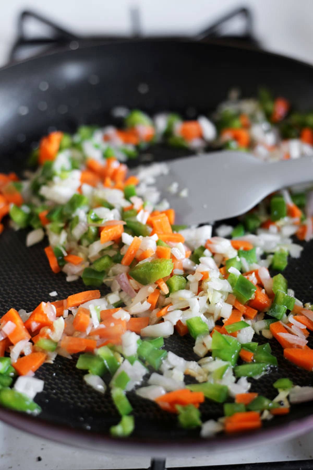 chopped vegetables in skillet