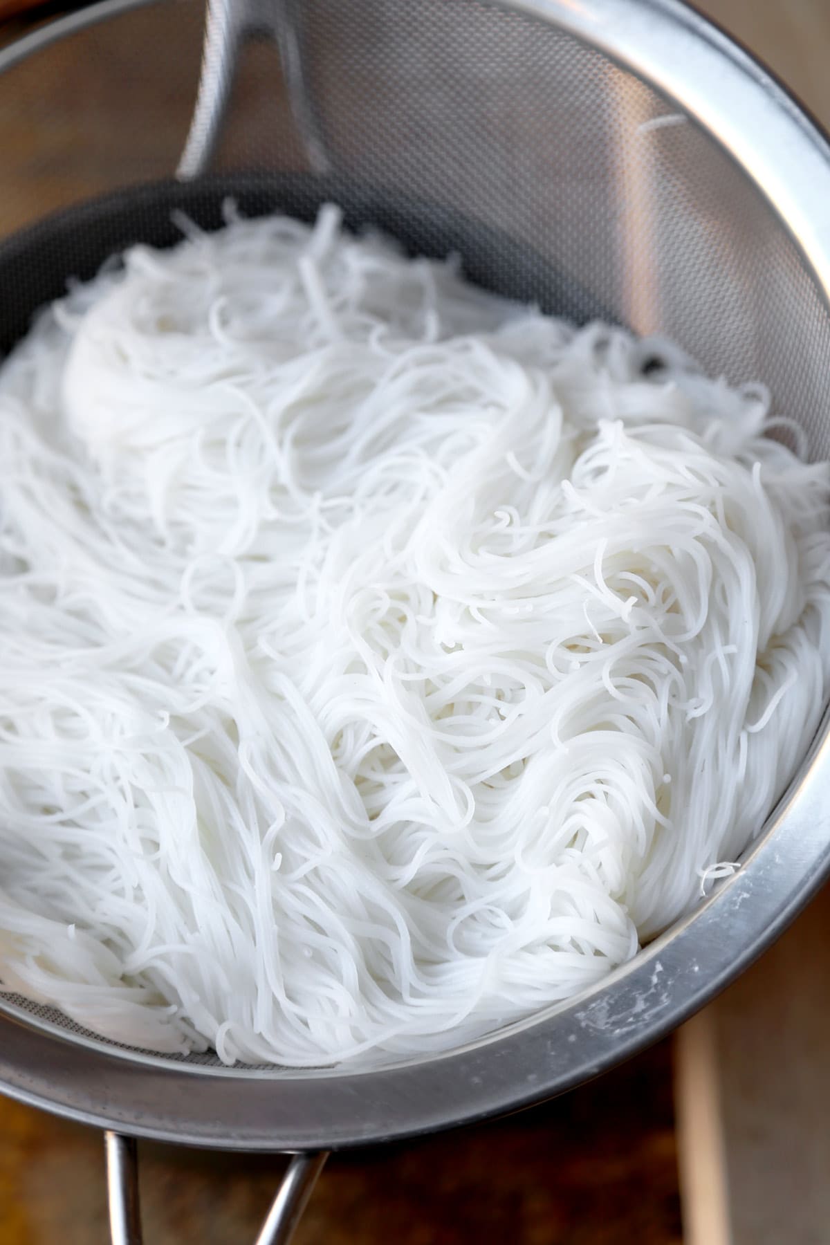 drained rice vermicelli noodles