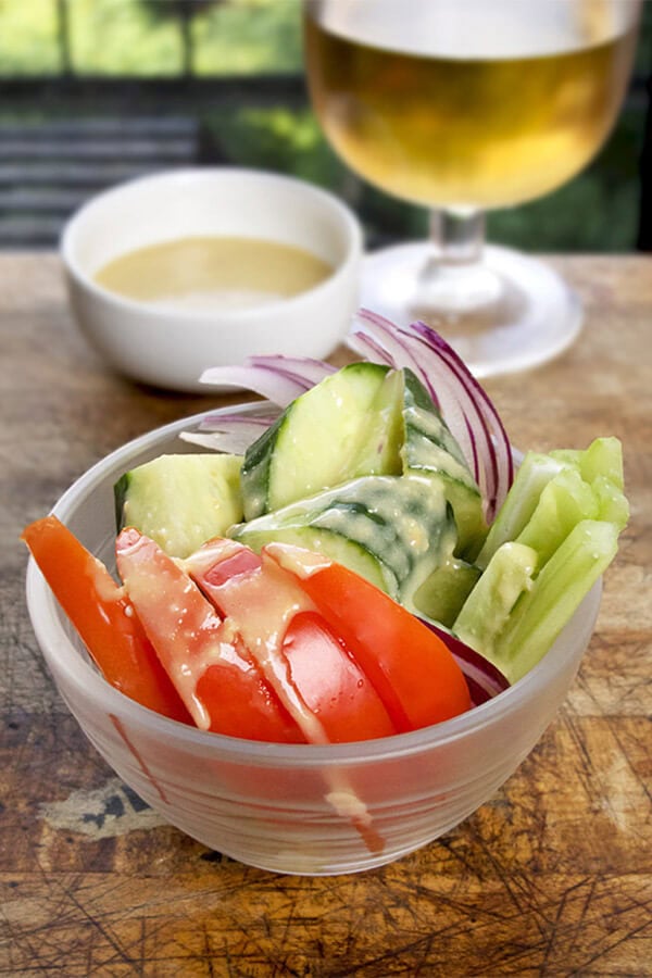 vegetables with miso-lemon dip