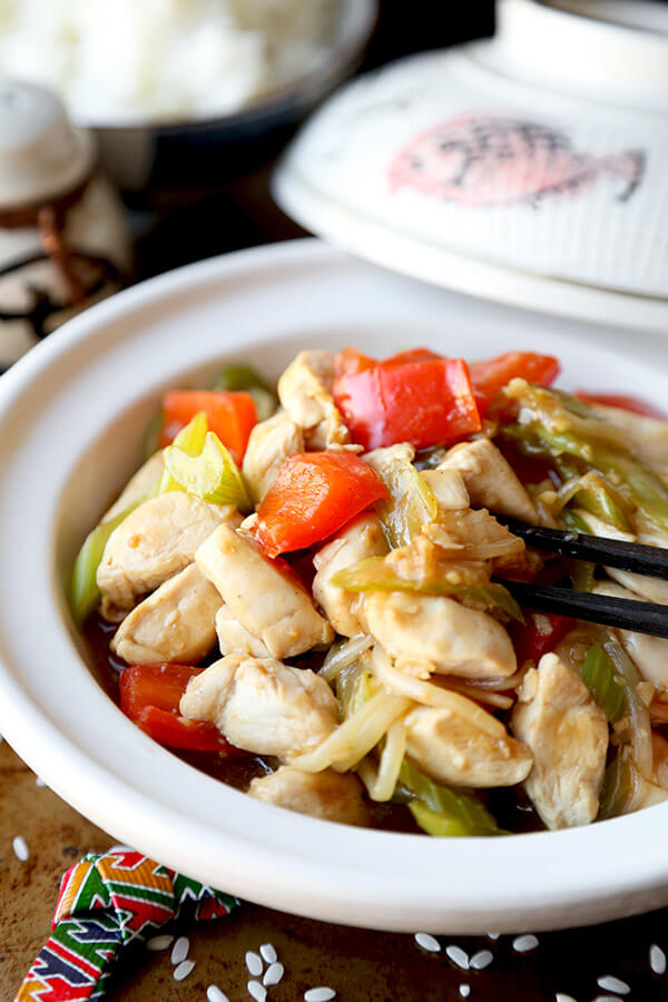 Chicken Chop Suey - Easy chicken chop suey cooked in a delicate savory sauce. This simple recipe is great if you are busy but still want homemade Chinese! Ready in less than 20 minutes. Chinese, Easy, Healthy, Recipe | pickledplum.com