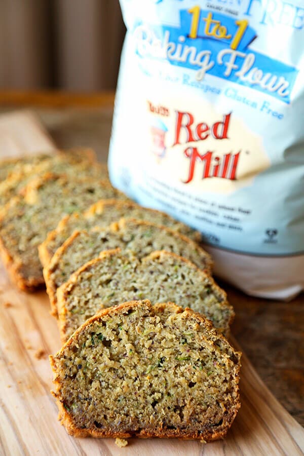 Gluten free zucchini bread - Serve this yummy gluten free zucchini bread as part of your Easter Sunday brunch this year! Topped with a honey orange yogurt sauce, it's the perfect balance of sweet and sour! Easy, gluten free, baking, recipe | pickledplum.com