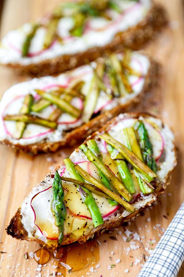 Breakfast Asparagus, Radish and Ricotta Toast | Pickled Plum