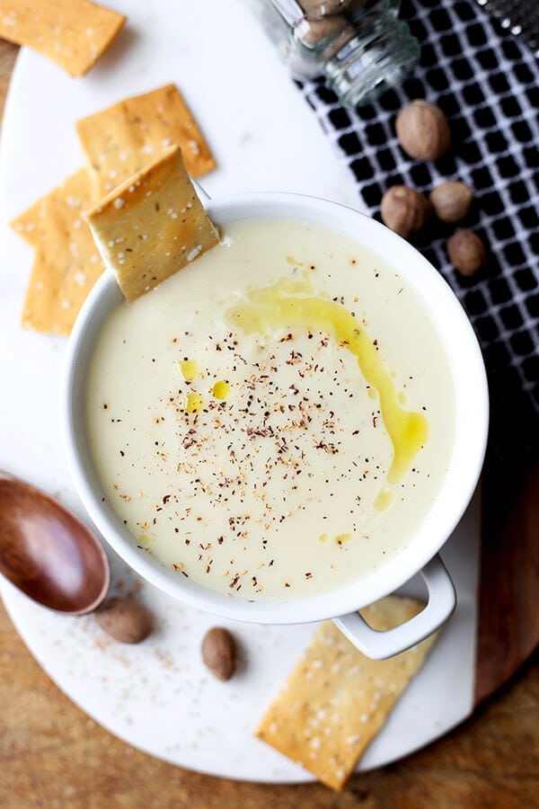 Healthier Cream Of Cauliflower Soup - An easy and Healthier Cream of Cauliflower Soup that tastes decadent, savory and naturally sweet. This delicious recipe won’t weigh you down! Recipe, Appetizer, Healthy, Gluten Free, Soup | pickledplum.com