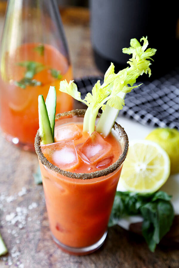 Gazpacho Bloody Mary - A fresh and zesty Gazpacho Bloody Mary Recipe that will have you sipping on the best ingredients the garden has to offer! Recipe, vegan, drinks, cocktail, gluten free | pickledplum.com