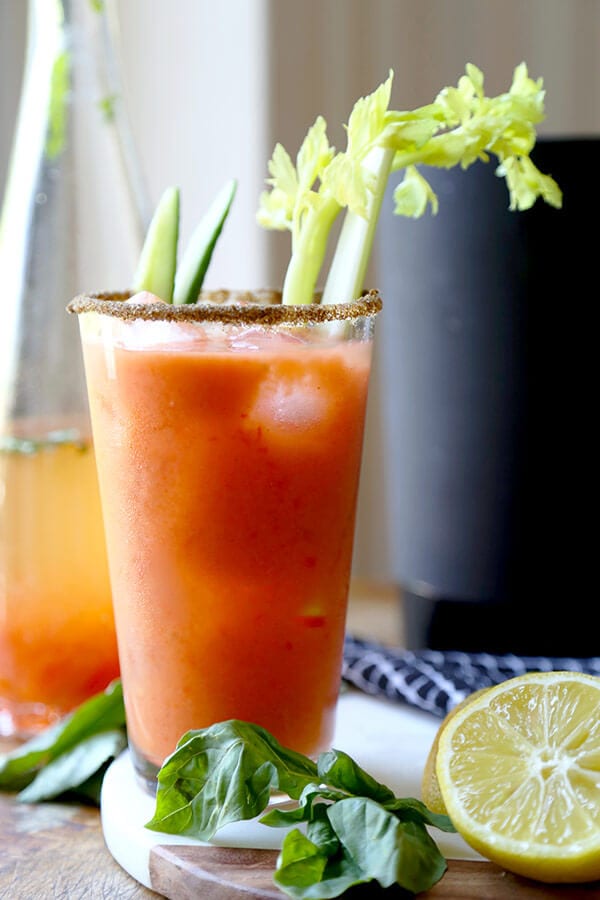 Gazpacho Bloody Mary - A fresh and zesty Gazpacho Bloody Mary Recipe that will have you sipping on the best ingredients the garden has to offer! Recipe, vegan, drinks, cocktail, gluten free | pickledplum.com