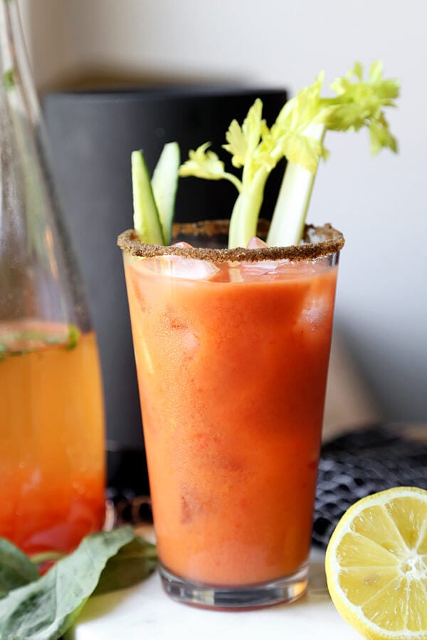 Gazpacho Bloody Mary - A fresh and zesty Gazpacho Bloody Mary Recipe that will have you sipping on the best ingredients the garden has to offer! Recipe, vegan, drinks, cocktail, gluten free | pickledplum.com