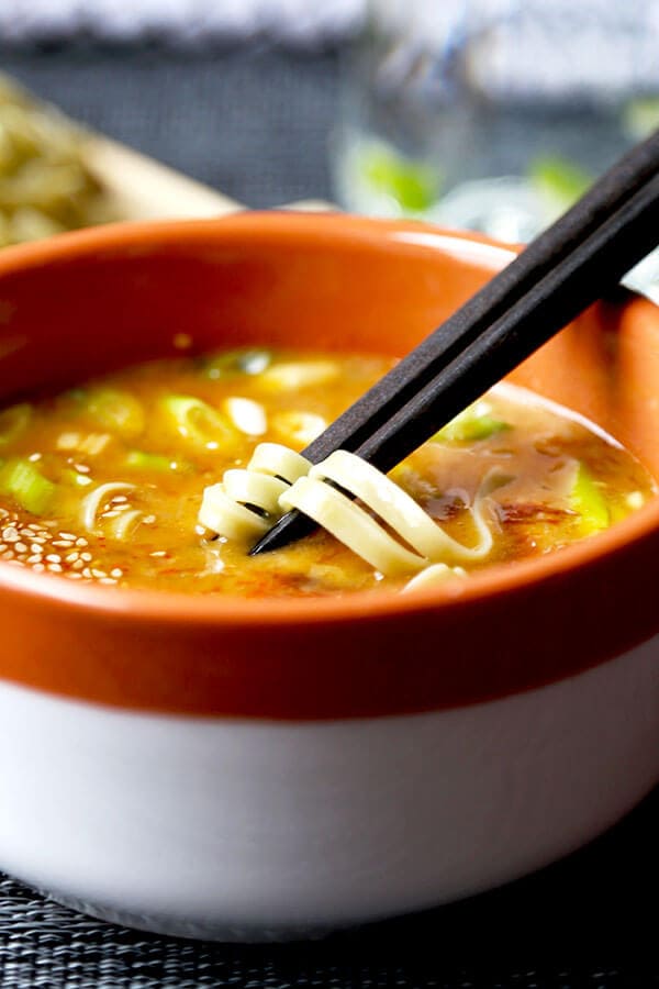 Spicy Miso Tsukemen - A cooling and summer-perfect Tsukemen Recipe served with a deeply flavored spicy miso broth. These Japanese dipping noodles are ready in 22 minutes! Recipe, Japanese, noodles, flavor, main, dinner | pickledplum.com