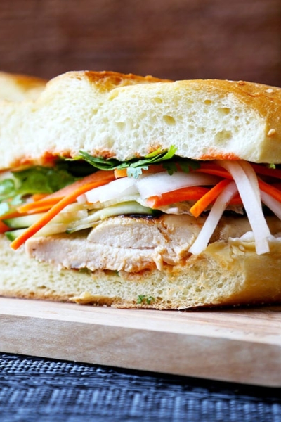 Vietnamese Chicken Banh Mi Sandwich
