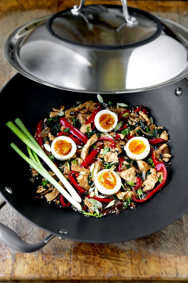 Anolon Wok Giveaway + Chicken and Egg with Black Bean Sauce Recipe