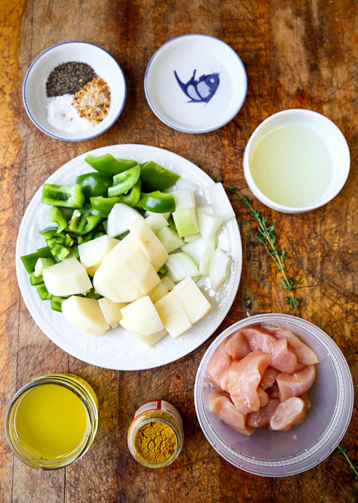 ingredients for Jamaican chicken curry