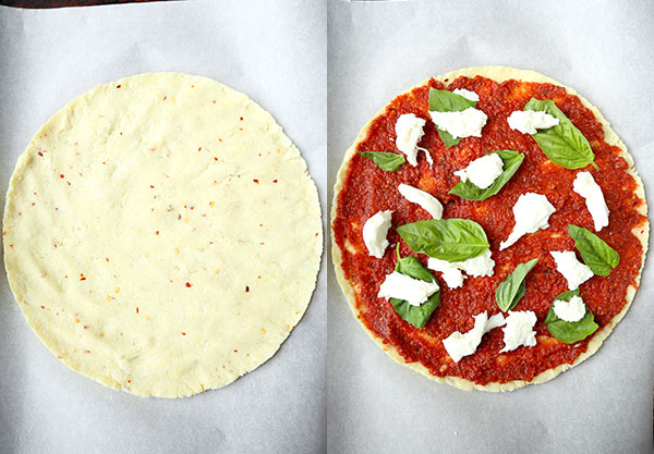 Gluten Free Cauliflower Pizza Crust Alla Margherita - A delicious Cauliflower Pizza Crust Alla Margherita Recipe that tastes just like a pizza-pie from your favorite pizzeria. Gluten Free and ready in 35 minutes! Recipe, gluten free, snack, pizza, healthy, Super Bowl | pickledplum.com