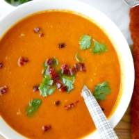 Sweet Potato Chorizo Soup - Loaded with fall vegetables, this smoky Sweet Potato Chorizo Soup Recipe celebrates the changing seasons. Sweet potato soup never tasted so good! Recipe, healthy, soup, appetizer, dinner | pickledplum.com