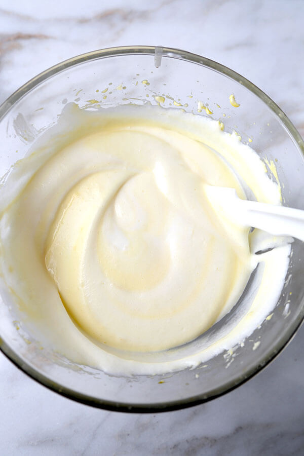 folding-eggs for the Japanese cheesecake