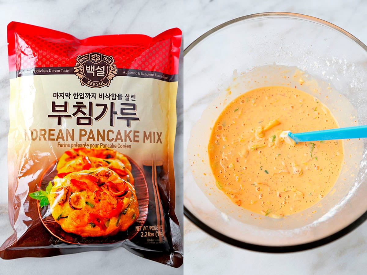 how to make kimchi pancake batter - kimchijeon