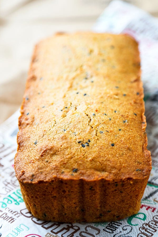 Sweet Potato & Black Sesame Pound Cake - I call this sweet potato and black sesame pound cake the Japanese version of banana bread! Dip it in your coffee or tea while getting your beta carotene fix! Recipe, cake, breakfast, snack, baking | pickledplum.com