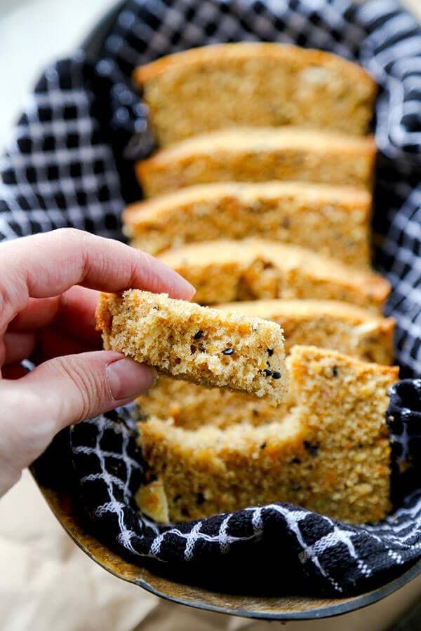 Sweet Potato & Black Sesame Pound Cake - I call this sweet potato and black sesame pound cake the Japanese version of banana bread! Dip it in your coffee or tea while getting your beta carotene fix! Recipe, cake, breakfast, snack, baking | pickledplum.com