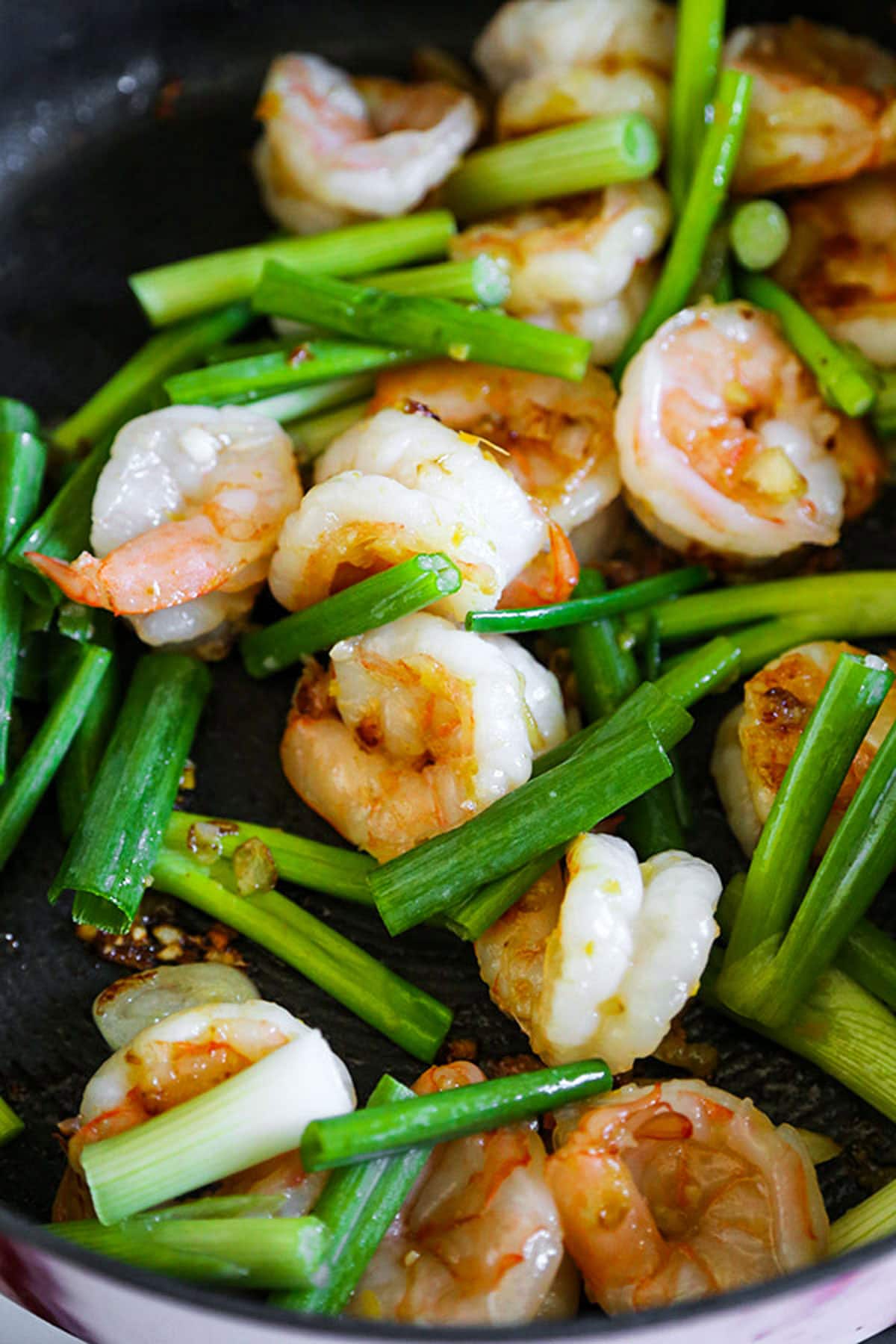 sauteed shrimp and chives