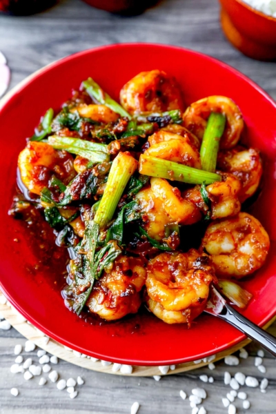 sauteed garlic shrimp chili crisp