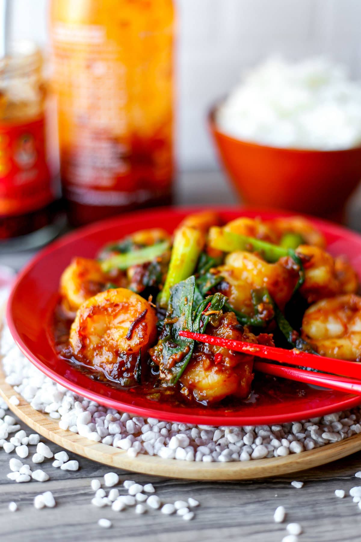 sauteed garlic shrimp chili crisp