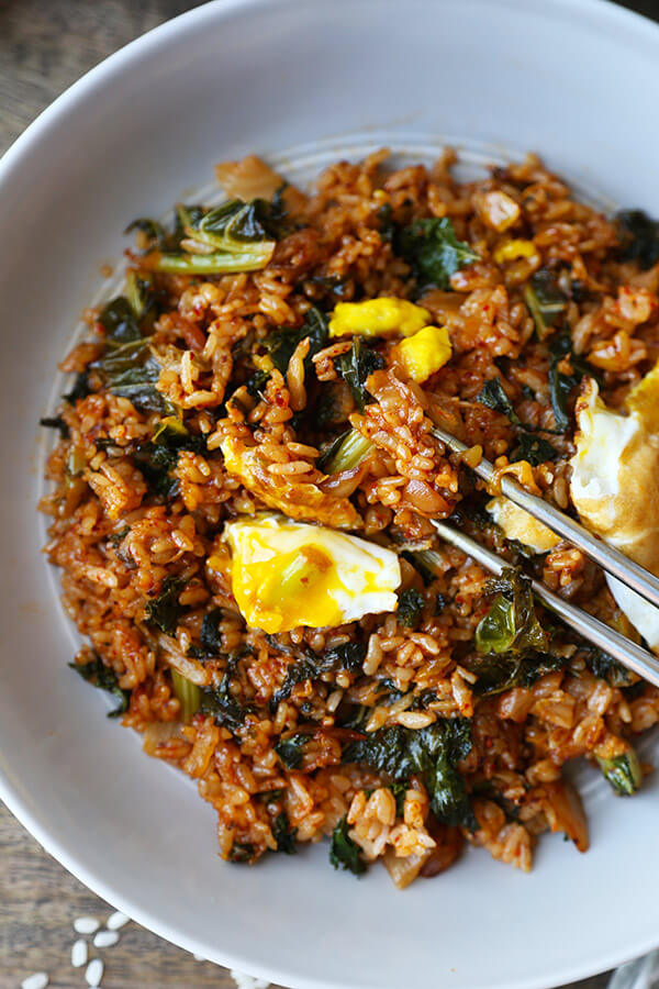 Kimchi Fried Rice - Bokkeumbap with egg on top
