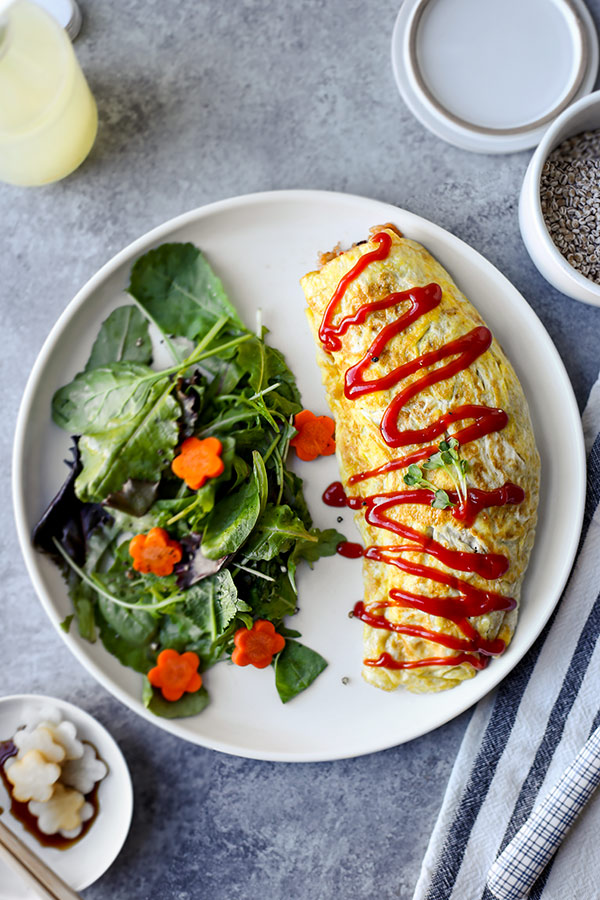 Omurice with green salad