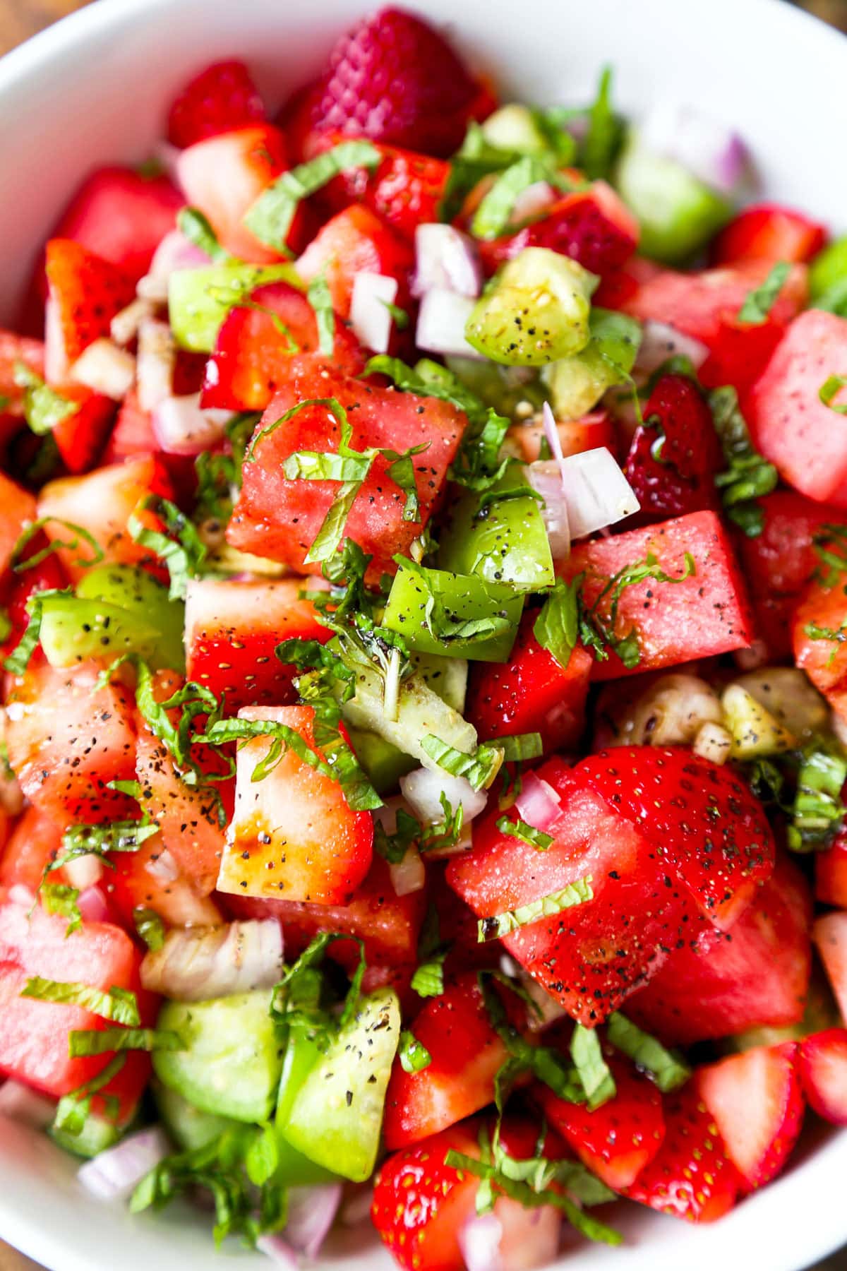 strawberry, tomatillo and watermelon salad