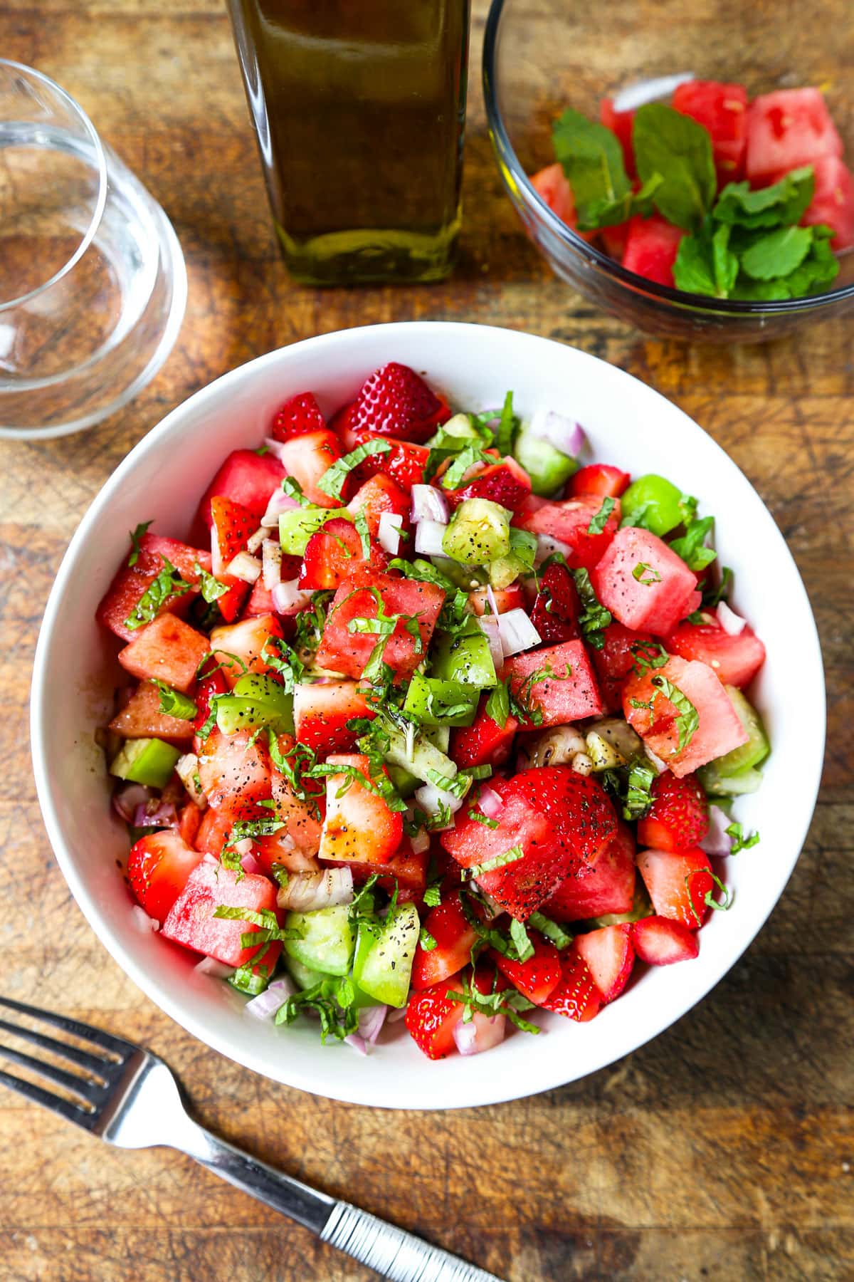 strawberry, tomatillo and watermelon salad