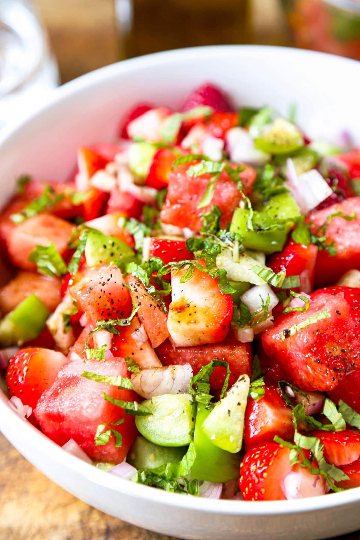 strawberry, tomatillo and watermelon salad