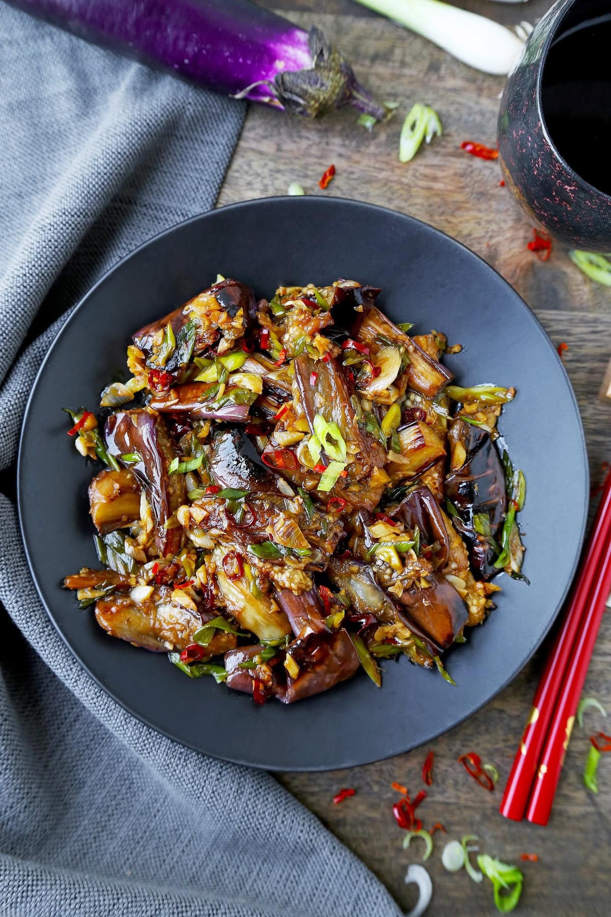 Roasted Eggplant slices topped with a jalapeño garlic sauce- a simple , Eggplant Recipe