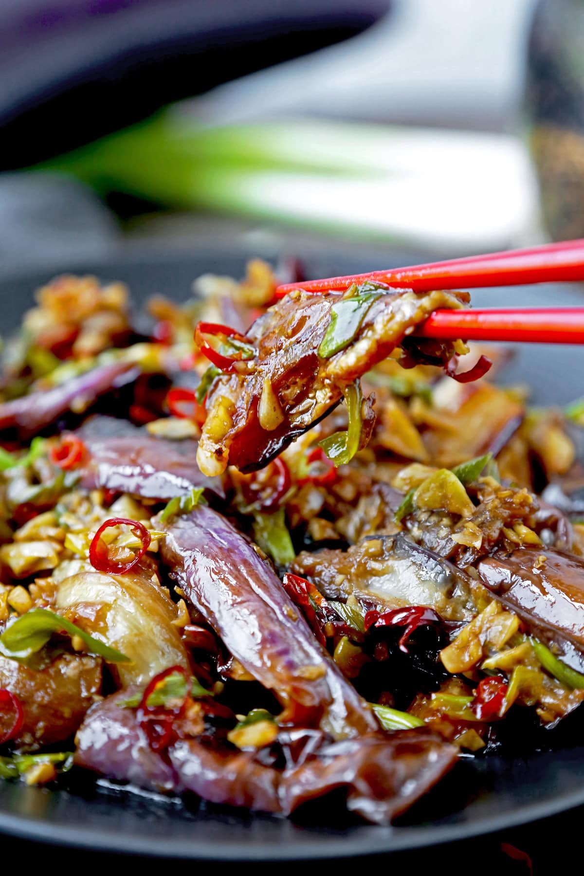 Chinese eggplant with garlic sauce