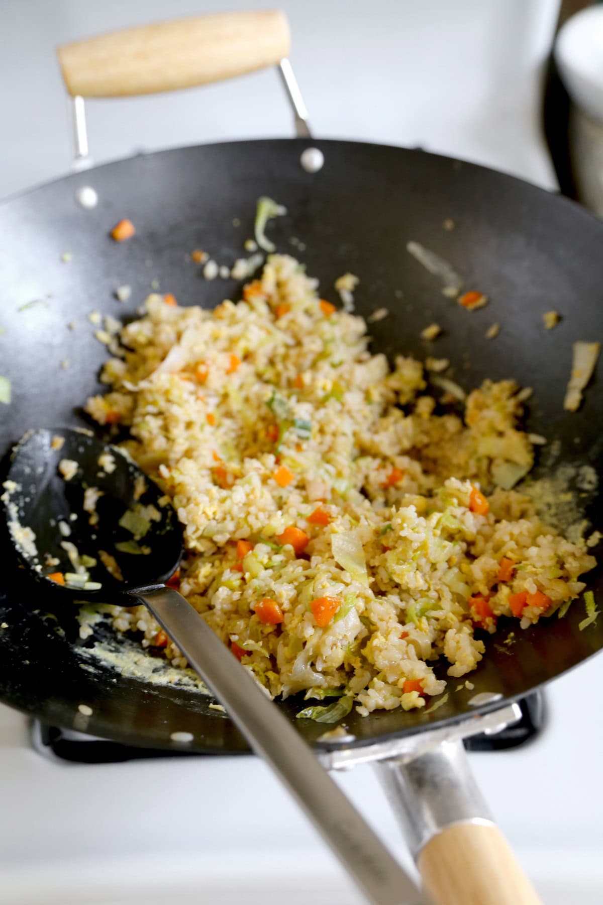 fried rice in a wok